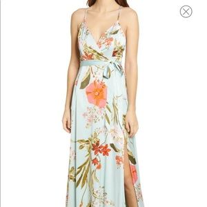 LULU’s Still the One Floral Faux Wrap Gown (Large)